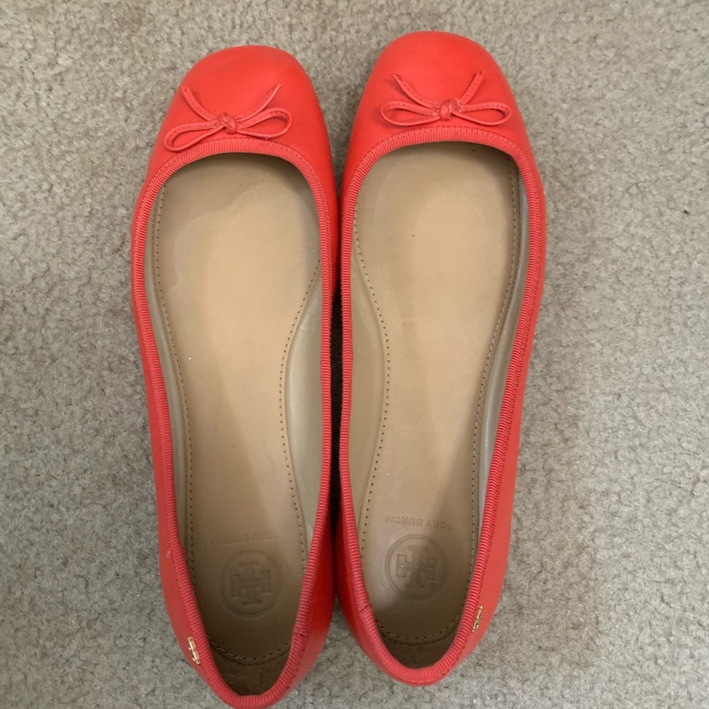 Gently Used Tory Burch Flats, poppy orange color